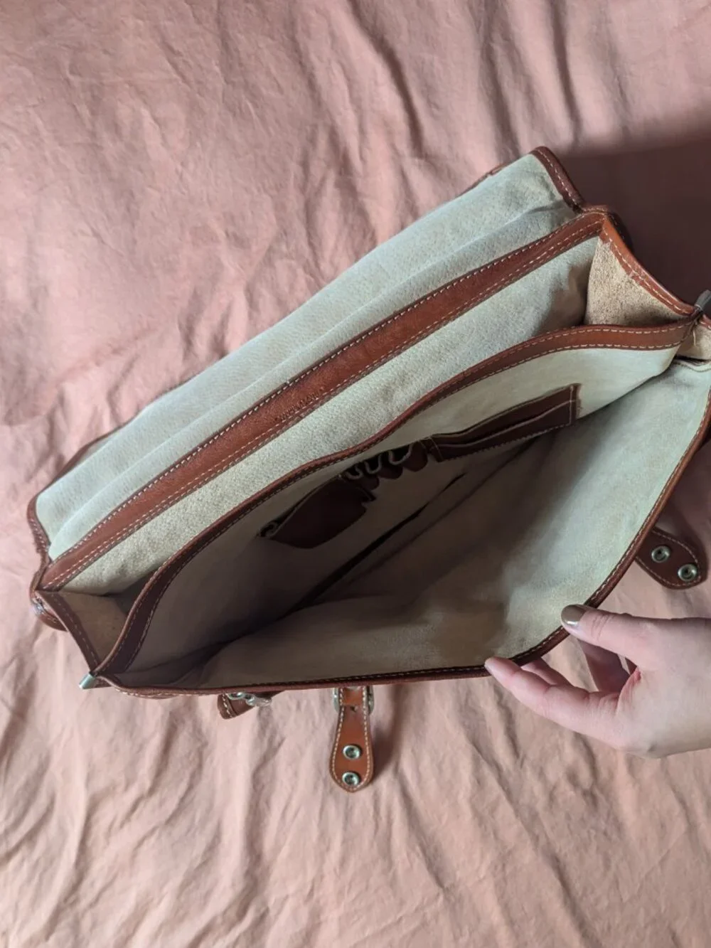Sabani Firenze Messenger Bag Leather Handmade Italy Warm Brown